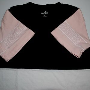 hollister black white + pink t-shirt | adult small
